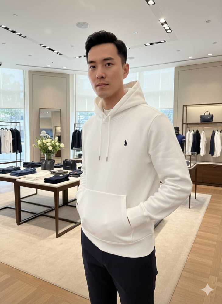 Ralph Lauren White Embroidery Logo Hoodie