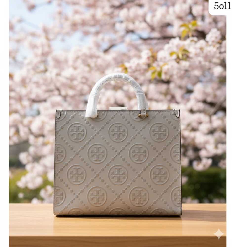 Tory Burch Monogram Beige Small Tote Bag