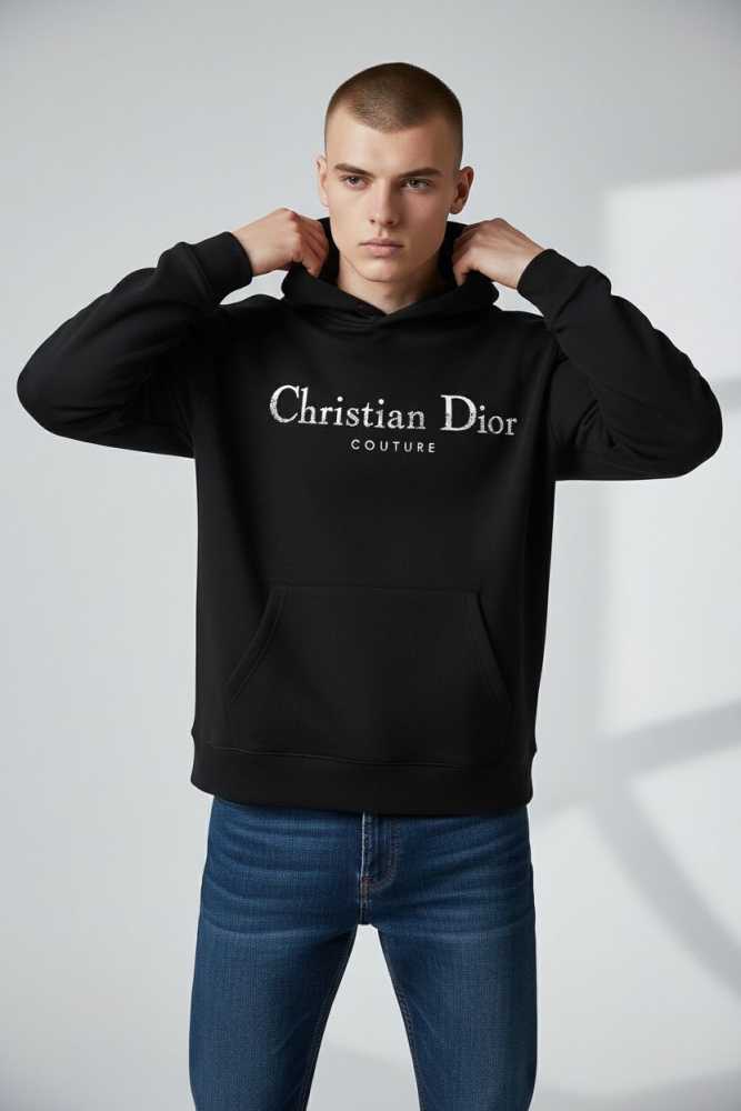 Christian Dior Black Embroidery Logo Premium Quality Hoodie-1