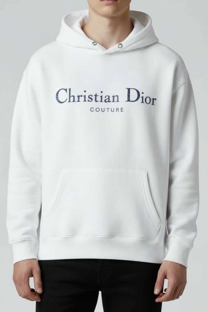 Christian Dior White Embroidery Logo Premium Quality Hoodie-1