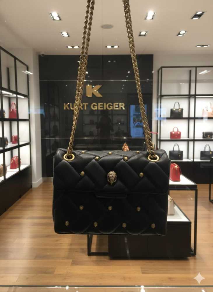 Kurt Geiger Kensington Black Signature Stitch Shoulder Bag