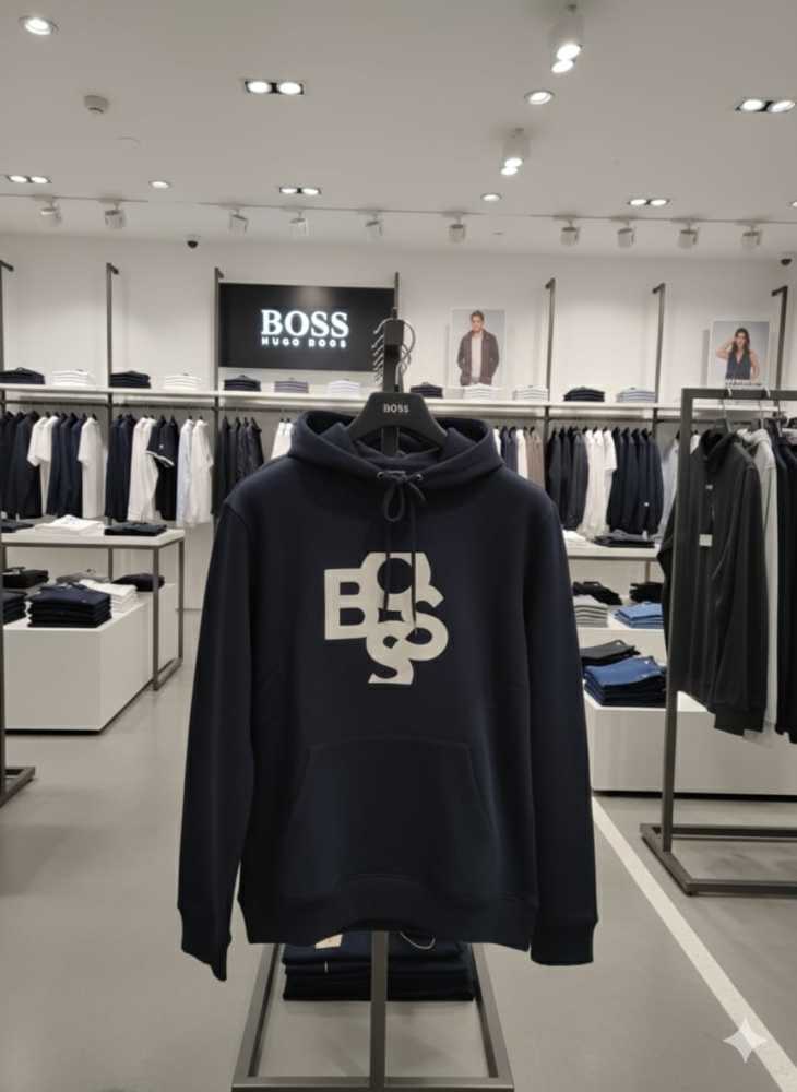 Boss Blue Hood Embroidery Logo Hoodie-3