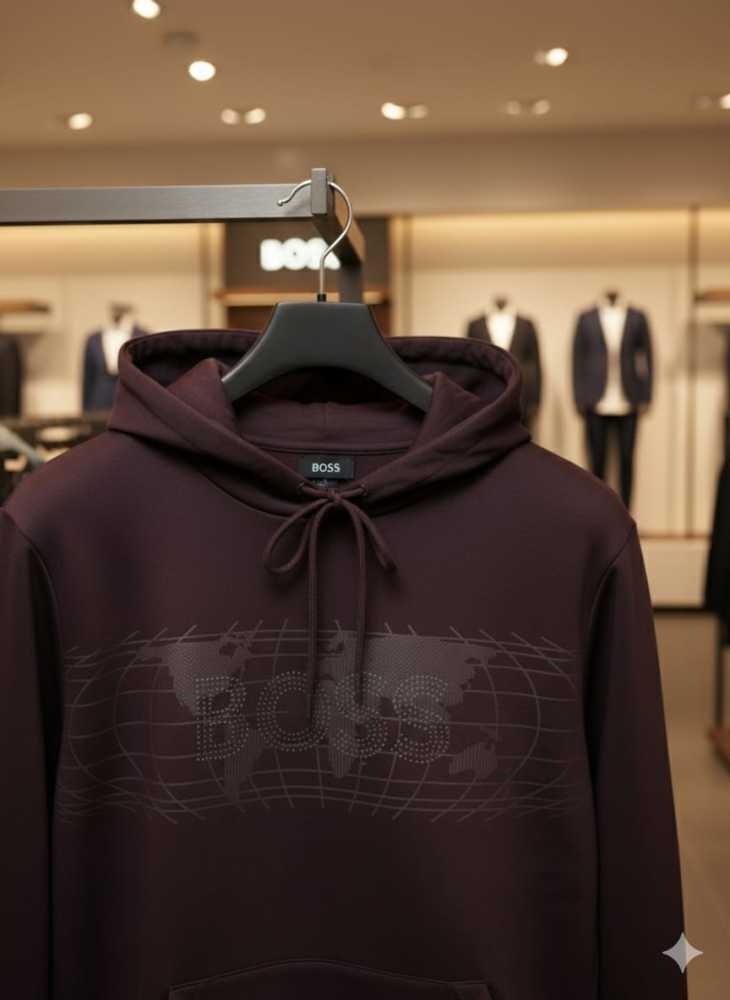 Boss Wine Hood Embroidery Logo Hoodie-3