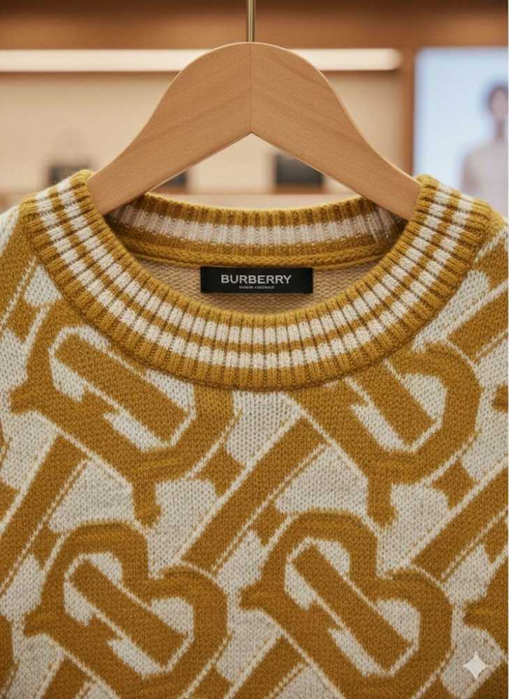 Burberry Yellow Premium Quality Pullover-thumb-3