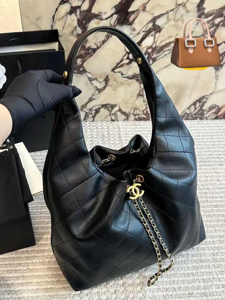 Chanel Maxi Black Iconic 26C Hobo Bag