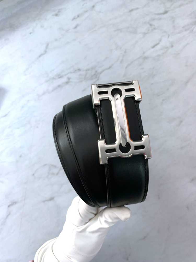 Hermes Silver Premium Quality Leather Belt-4