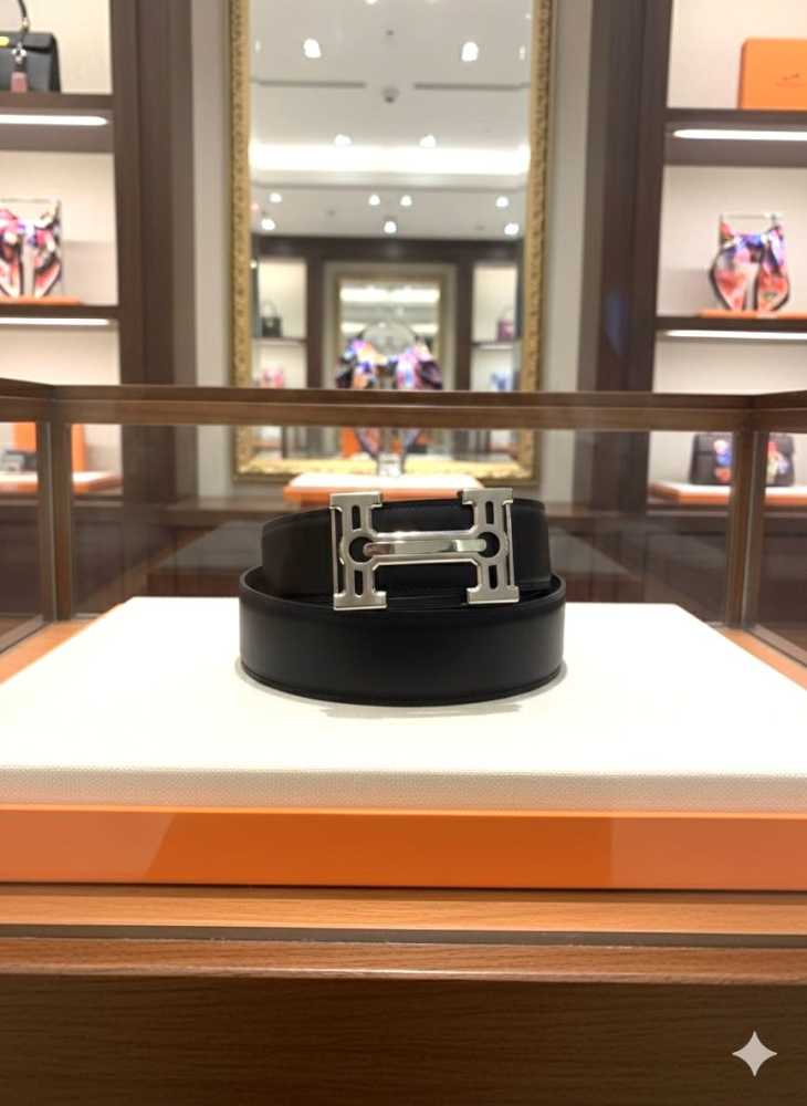 Hermes Silver Premium Quality Leather Belt-1