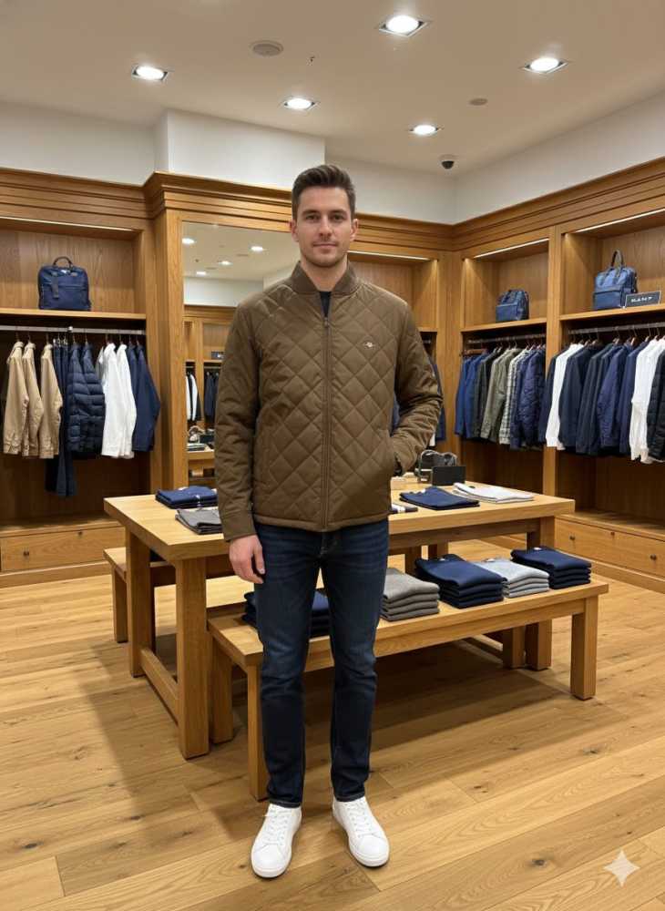 Gant Brown Premium Quality Imported Fabric Full Bomber Jacket-1