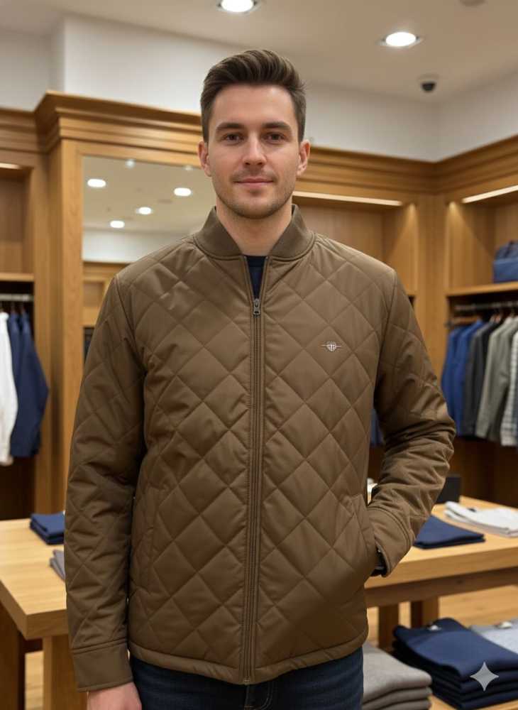 Gant Brown Premium Quality Imported Fabric Full Bomber Jacket