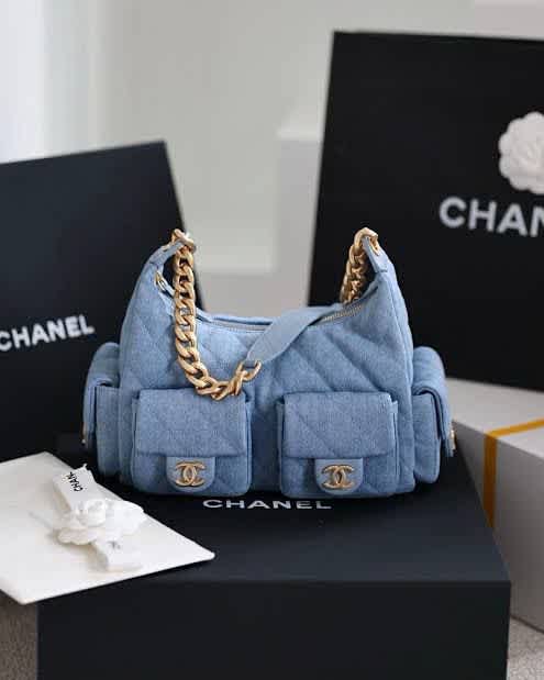 Chanel Sky Blue Cargo Hobo Bag