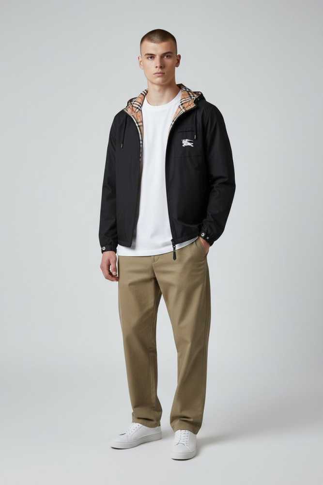 Burberry Black Vintage Hooded Wind Cheater Zipper