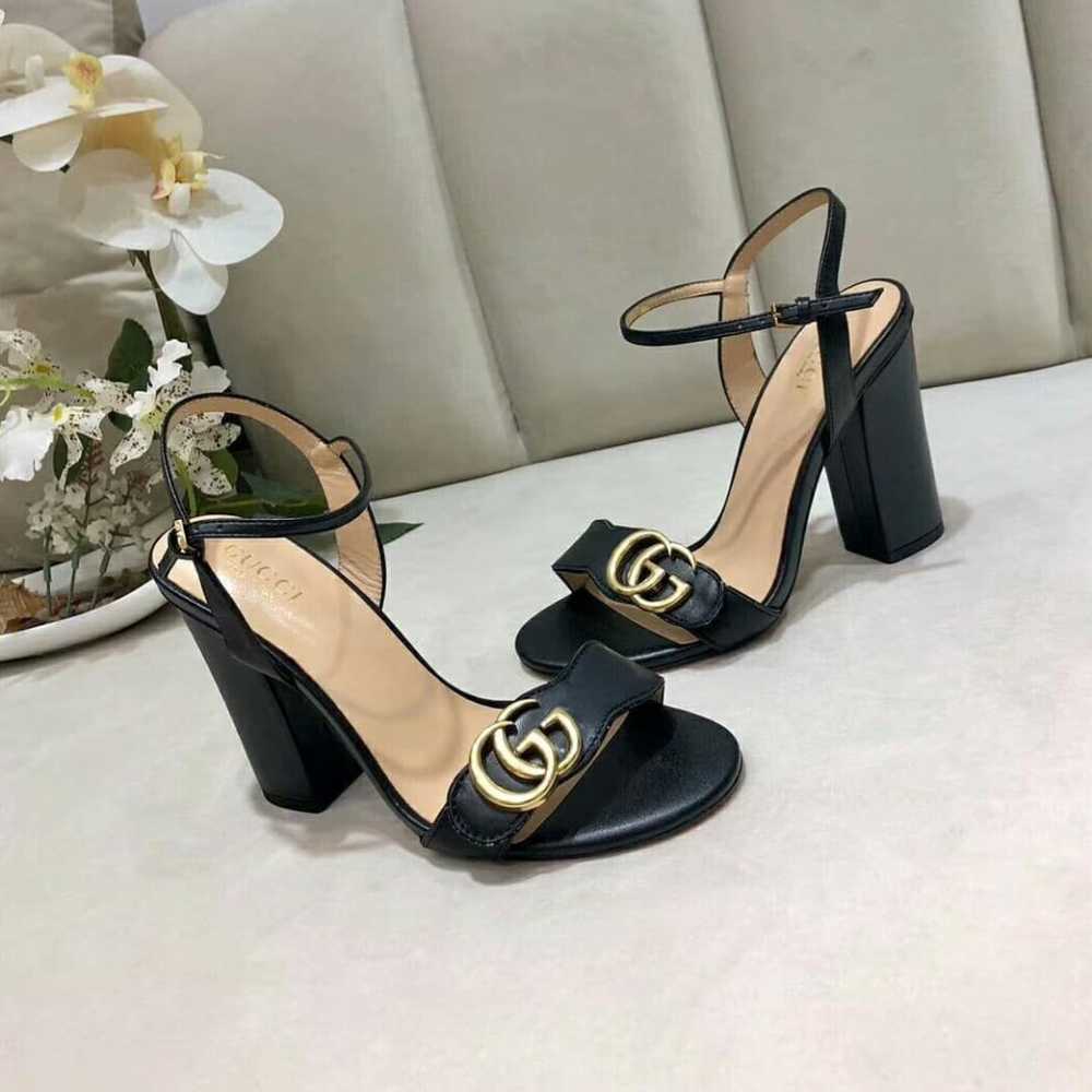 Gucci Marmont Black Mid High Heel Sandals-0
