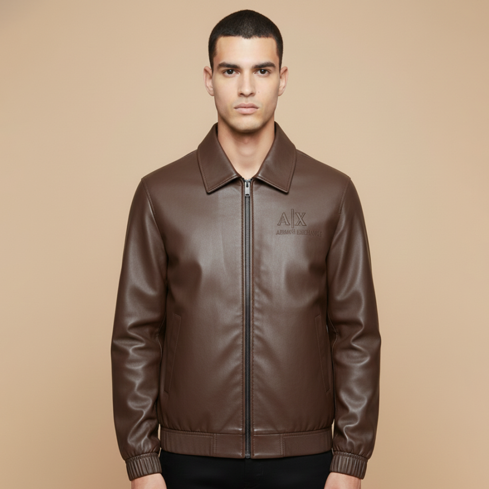 Armani Exchange Dark Brown Authentic Leather Jacket