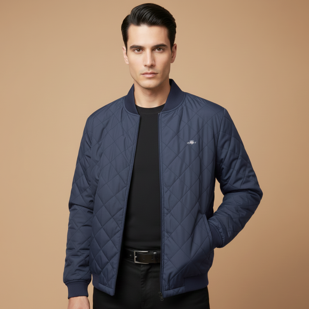 Gant Blue Premium Quality Imported Fabric Full Bomber Jacket
