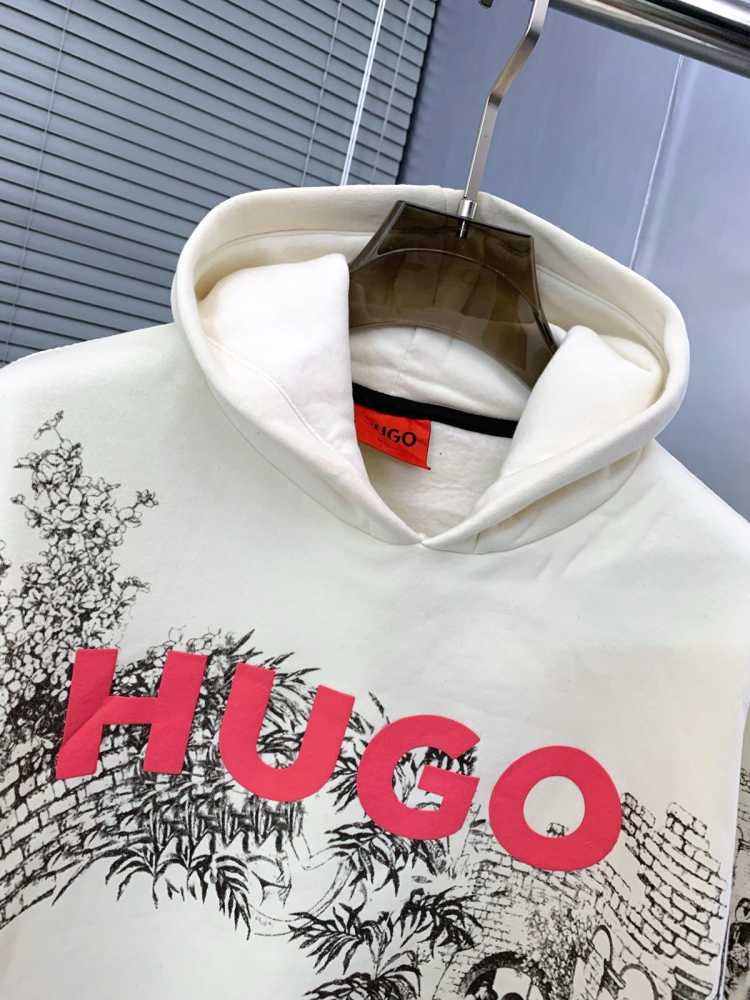 Boss White Hood Embroidery Logo Hoodie-2