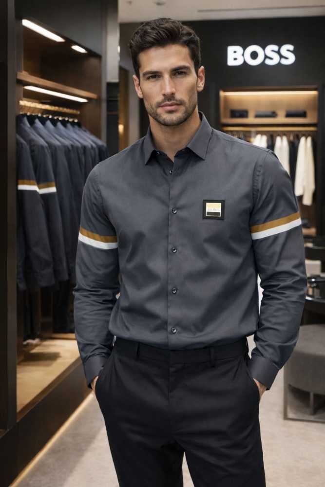 Hugo Boss Grey Premium Quality Shirt-0