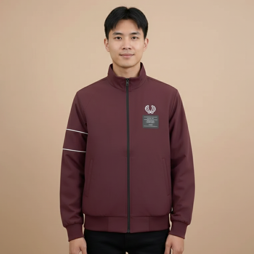Fred Perry Wine Oblique Premium Quality Zipper