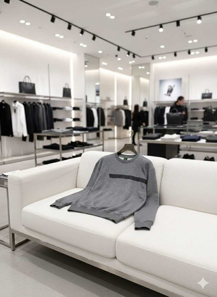 Boss Embroidery Grey cotton Sweatshirt-2