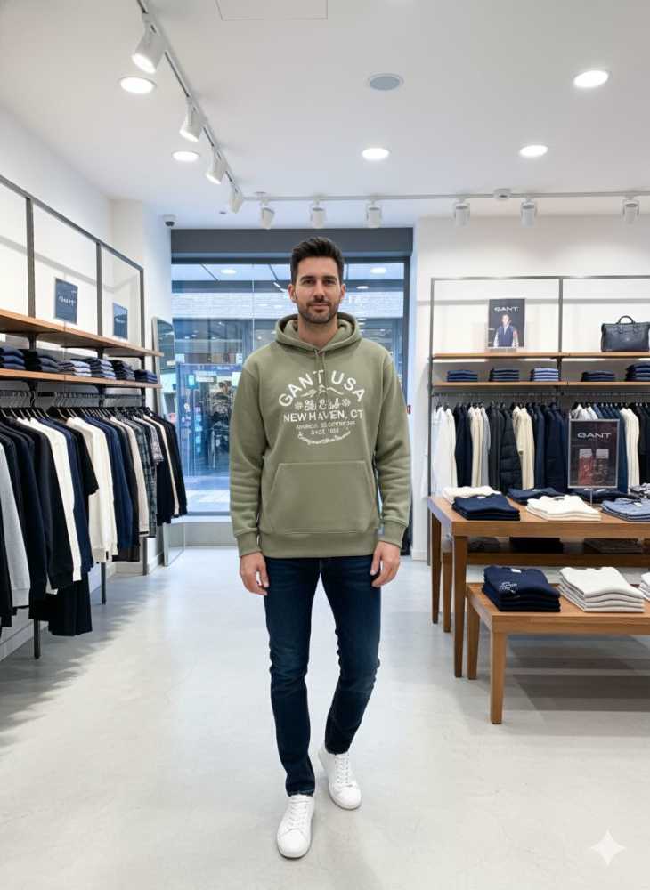 Gant Olive Green Premium Quality Hoodie-0