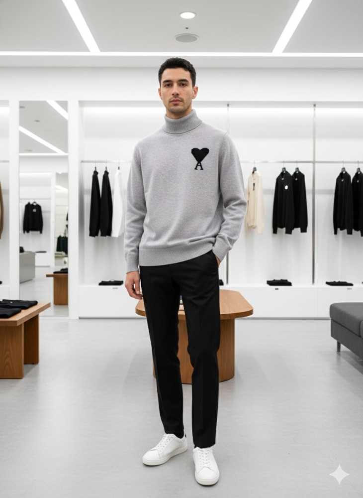 Ami Paris Grey Premium Quality Luxury Sweatshirt-0