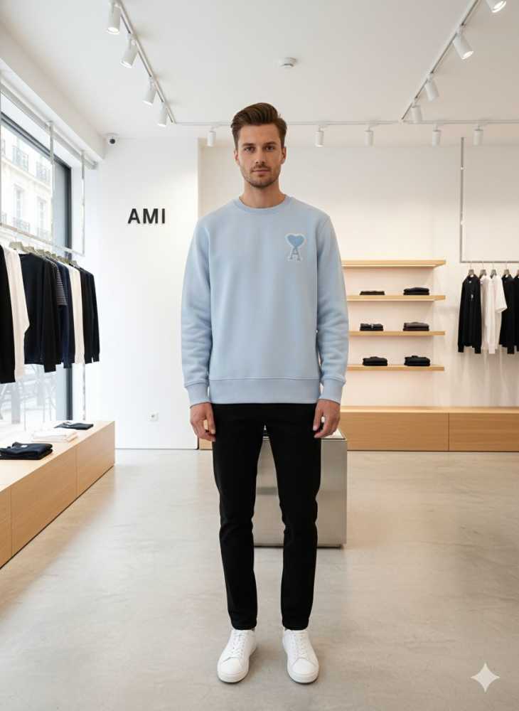 Ami Paris Sky Blue Premium Quality Luxury Sweatshirt-0