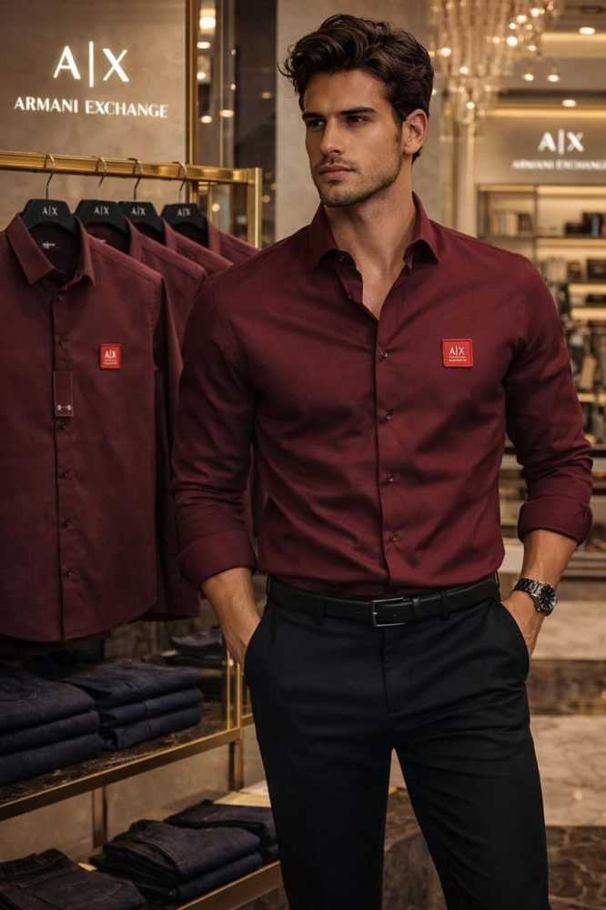 Armani Exchange Red Cotton Shirt-0