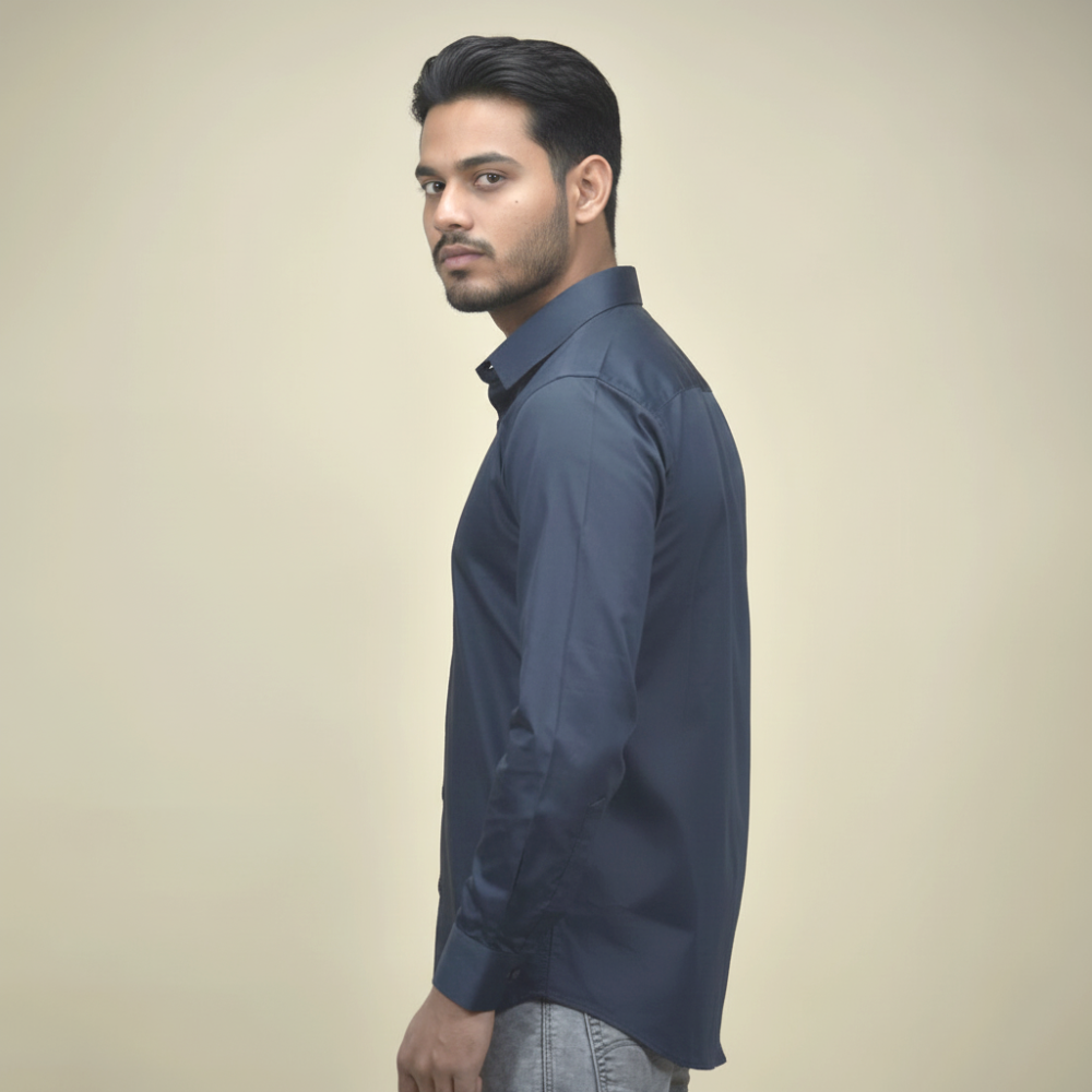 Burberry Navy Blue Premium Quality Shirt-thumb-2