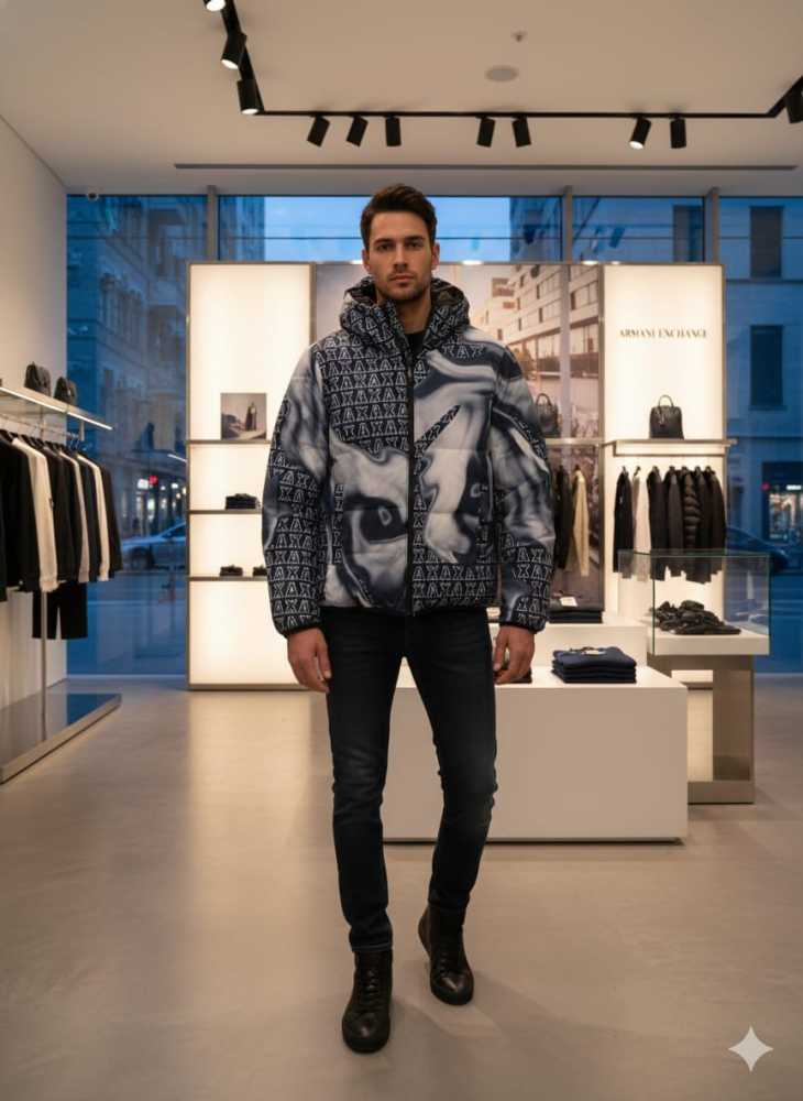 Armani Exchange Black Authentic Oblique Reversible Jacket-4