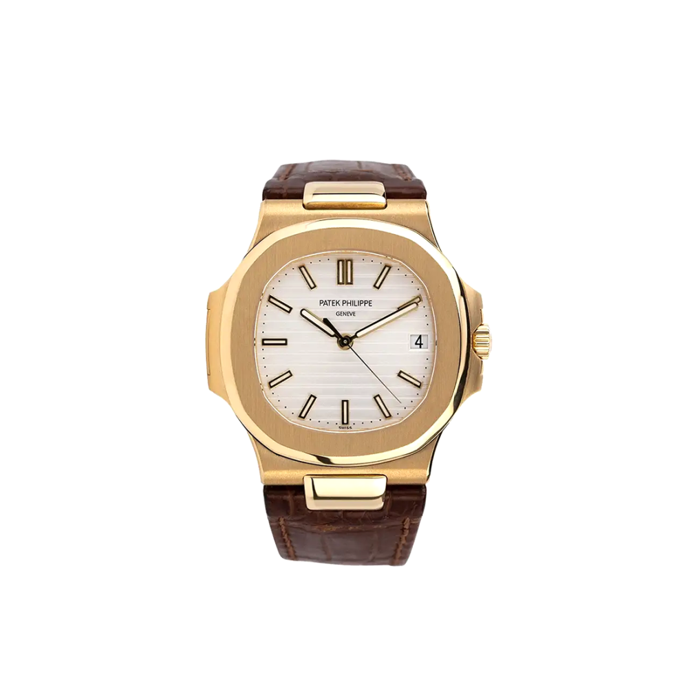 Patek Philippe Nautilus 5711J Yellow Gold White Dial Leather Strap Watch