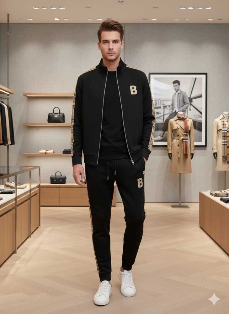 Burberry Embroidered logo Black Premium Tracksuit-1