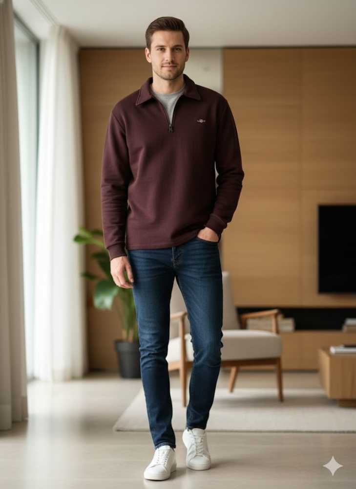 Gant Maroon Premium Quality Sherpa Sweatshirt-0