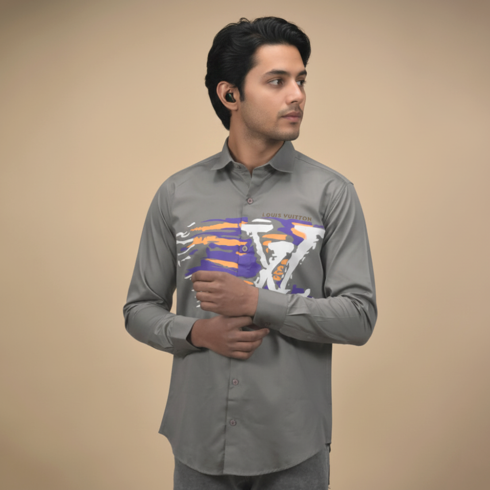 Louis Vuitton Grey Premium Luxury Shirt-thumb-1