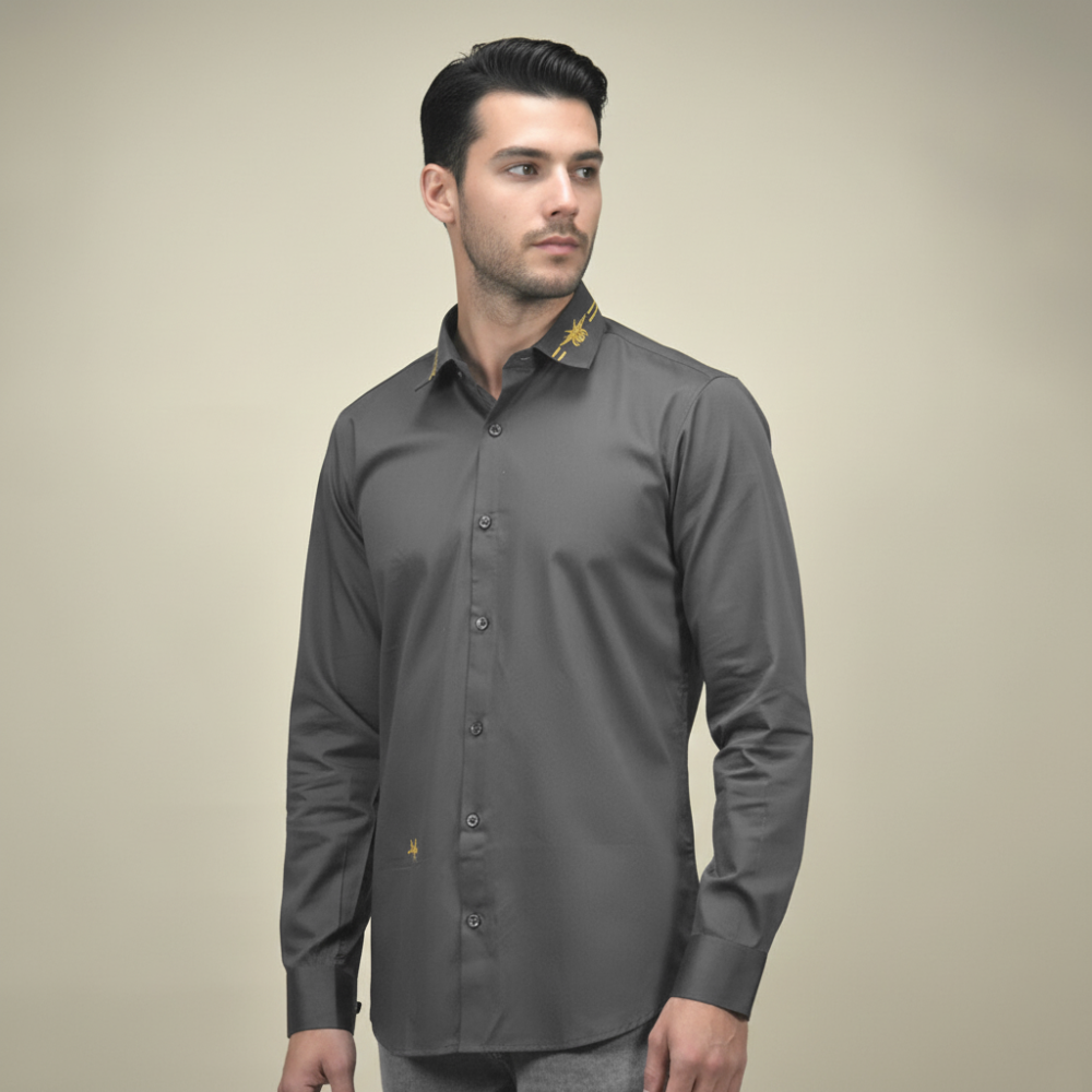 Dior Spider Embroidery Print Grey Premium Shirt-thumb-0