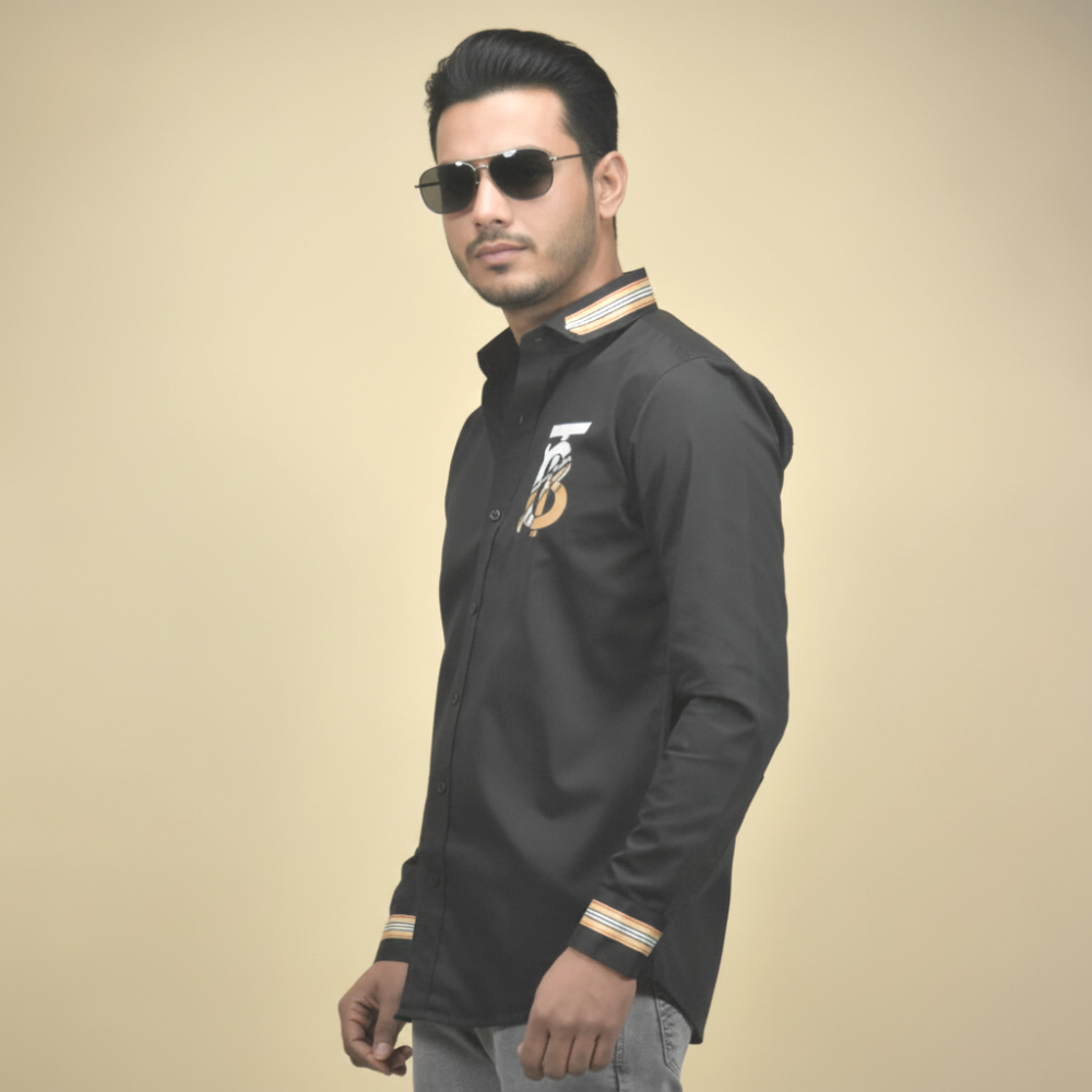 Burberry TB Print Black Premium Cotton Shirt