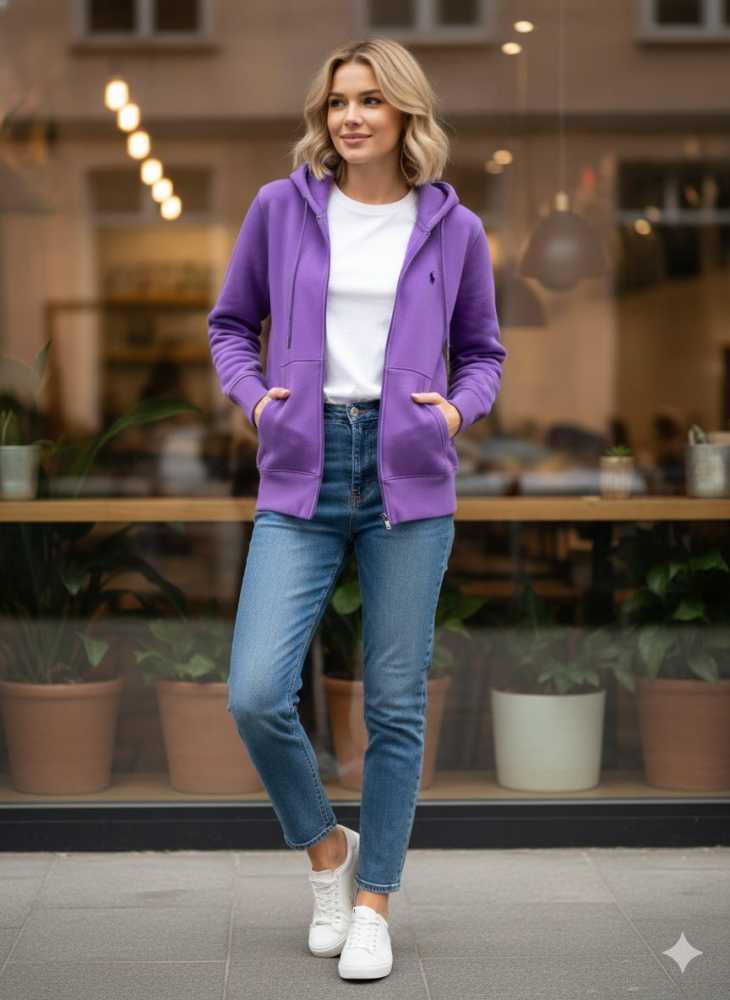 Ralph Lauren Blue Embroidered Women Hoodies-thumb-0