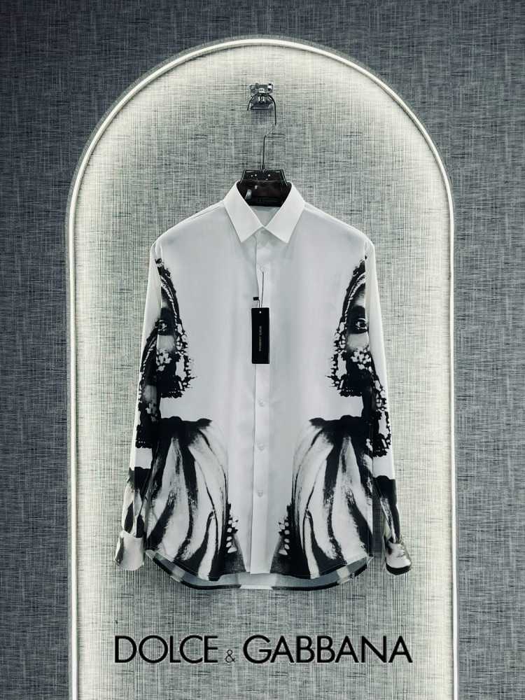 Dolce & Gabbana Embroidery White Printed Cotton Shirt-0