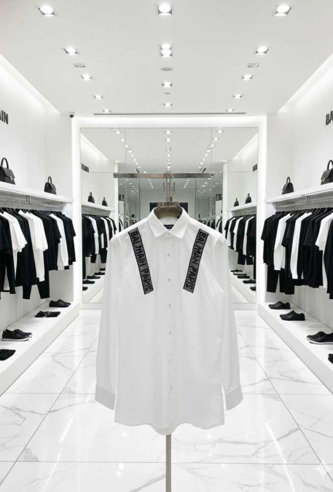 Balmain Embroidered White Premium Cotton Shirt-1