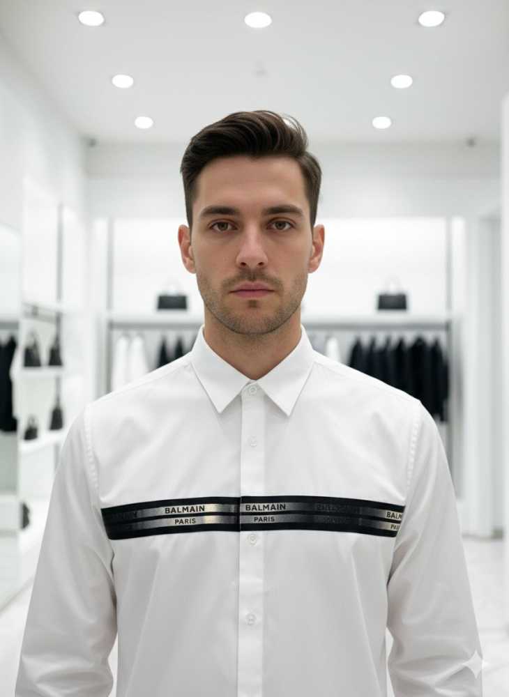 Balmain Embroidered White Premium Cotton Shirt-2