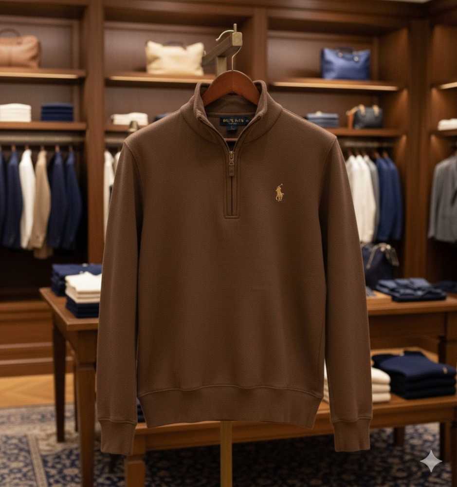 Ralph Lauren Brown Premium Quality Half Zip Sweatshirt-2
