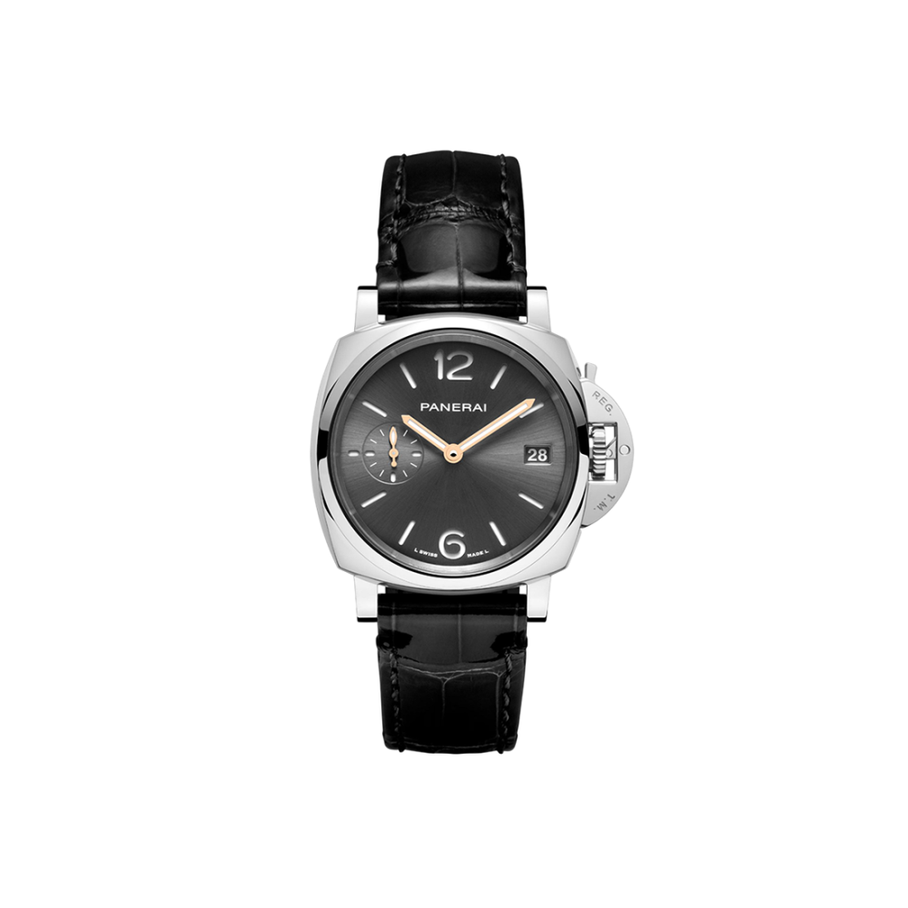 Panerai Luminor Due Automatic Black Leather Strap Mens Watch PAM01552
