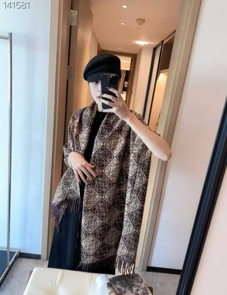 Loewe Anagram Brown Woollen Stole-thumb-0