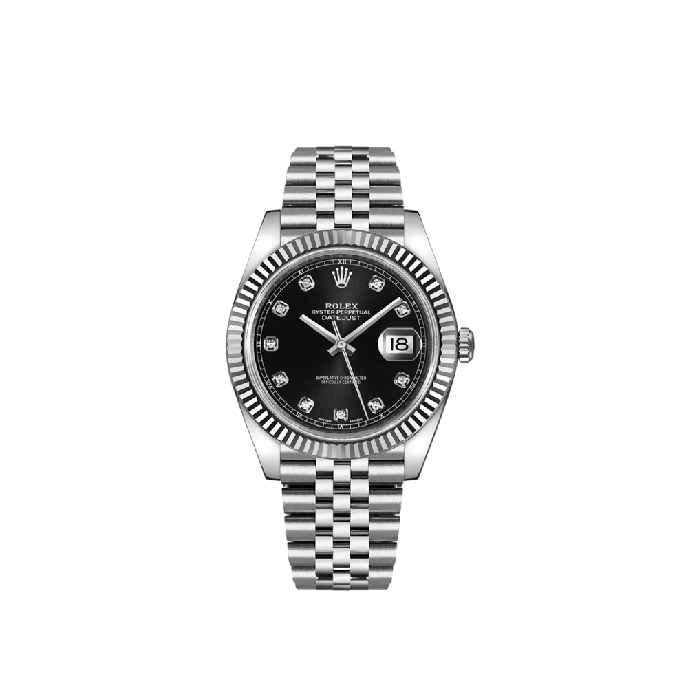 Rolex Datejust Black Dial 18ct White Gold Mens Watch 126334-thumb-0