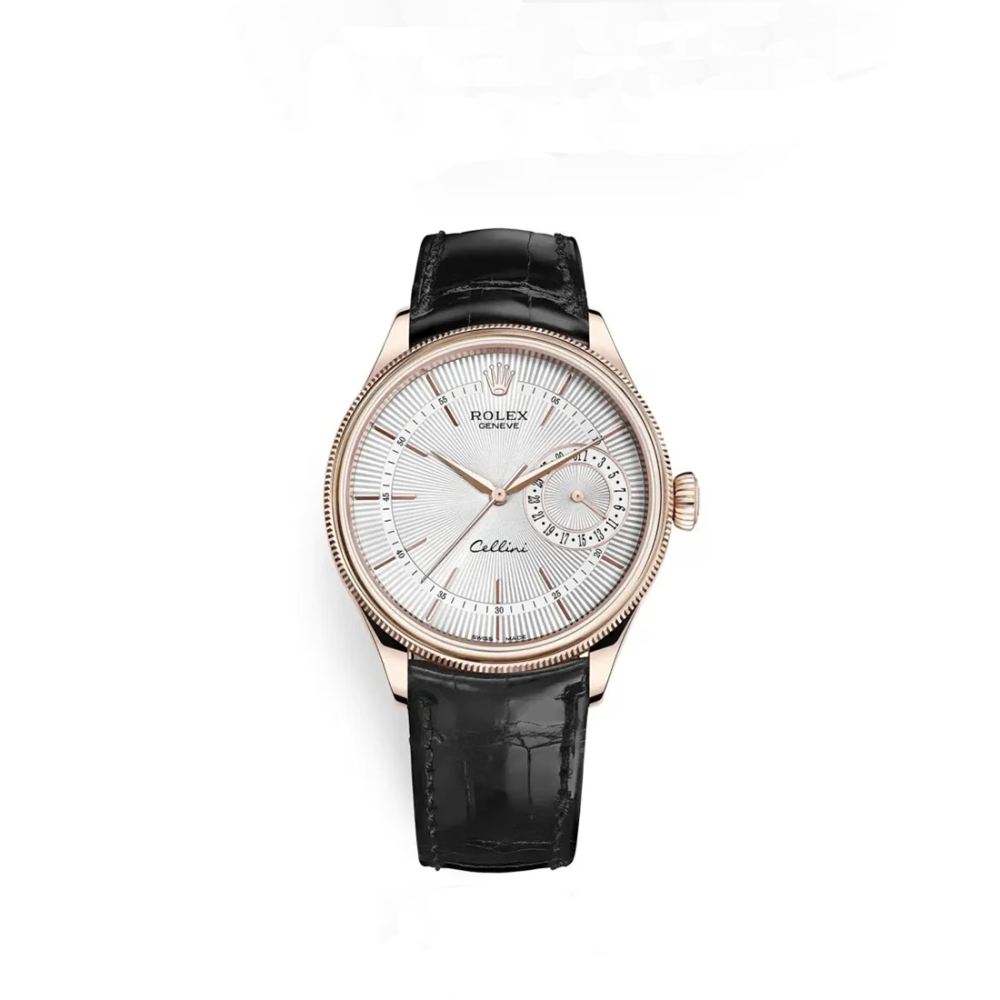 Rolex Cellini Date 50515 Silver Dial Leather Strap Men's Watch-thumb-0