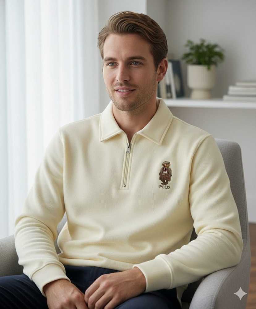 Ralph Lauren Cream Premium Quality Half Zip Sweatshirt-thumb-0