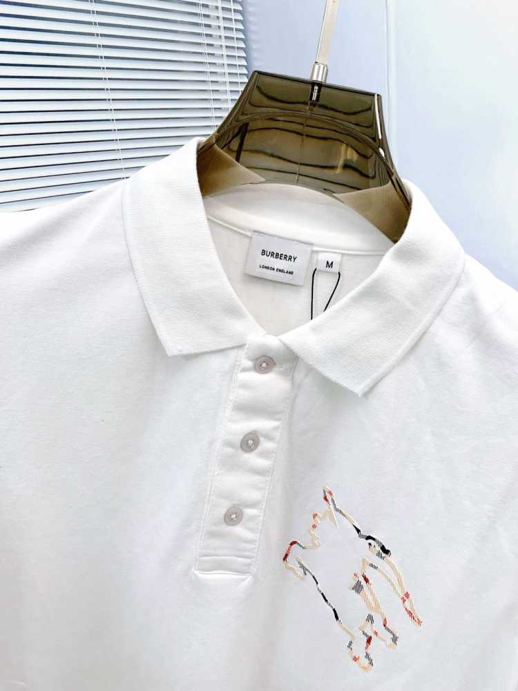Burberry White Premium Exclusive Polo T-shirt-thumb-3
