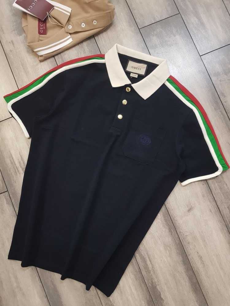 Gucci Navy Blue Premium Quality Polo T-shirt-thumb-0
