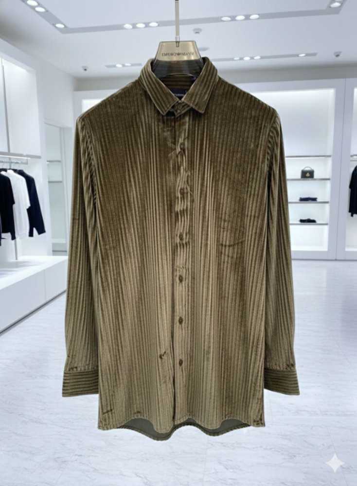 Emporio Armani Beige Premium Quality Velvet Shirt-thumb-2