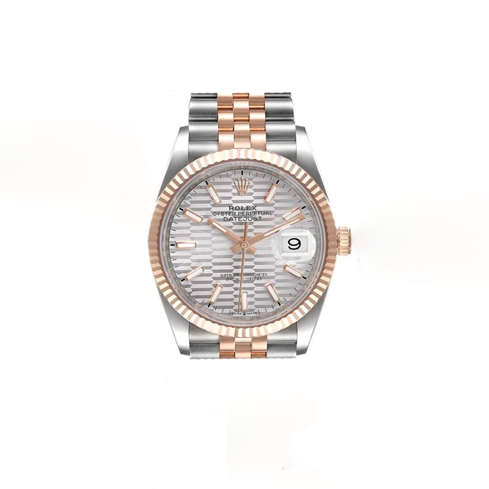 Rolex Datejust Silver Fluted Motif Dial 18ct Everose Gold Watch 126231-0041-1