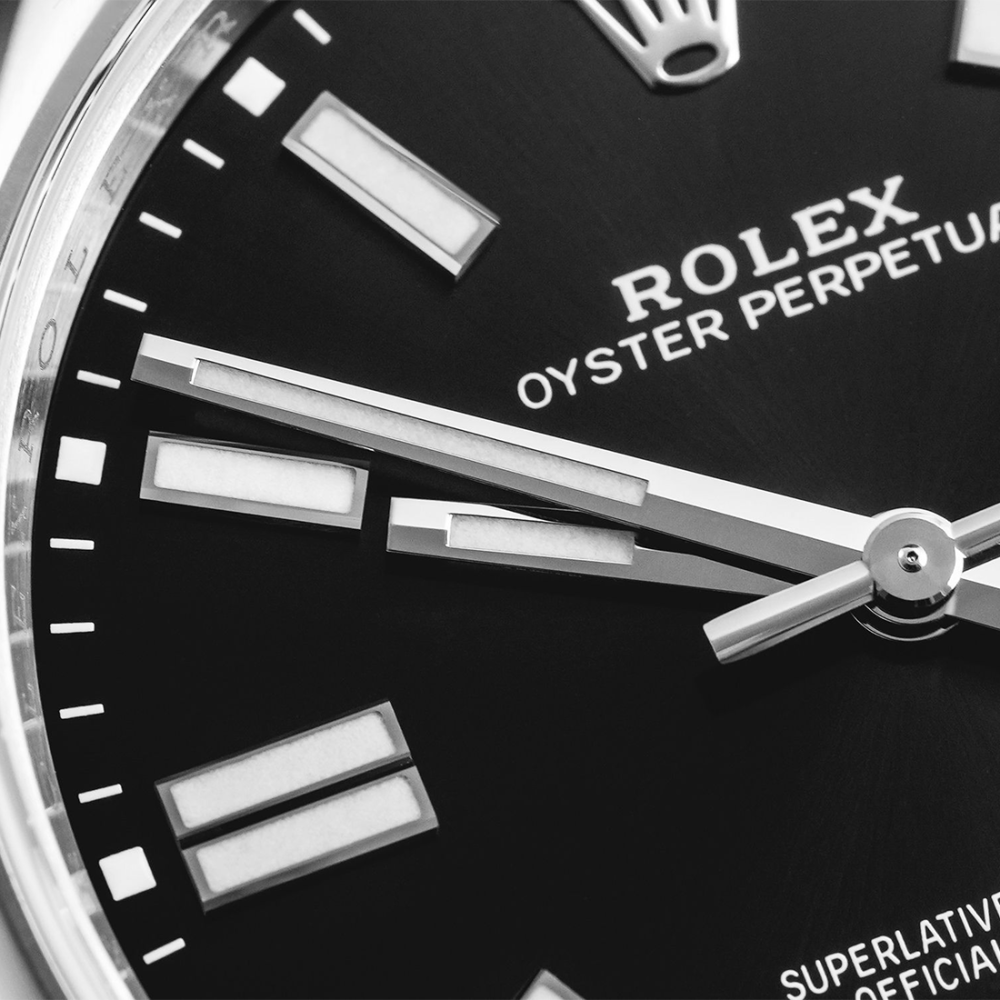 Rolex Oyster Perpetual Bright Black Dial Stainless Steel Strap Watch 124300-3