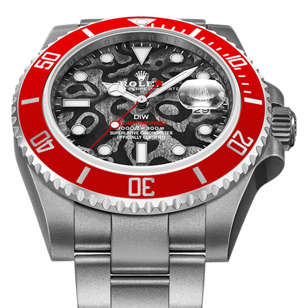 Rolex DIW Submariner Red Pluto Limited Edition Textured Dial Self-Winding Watch 126610-3